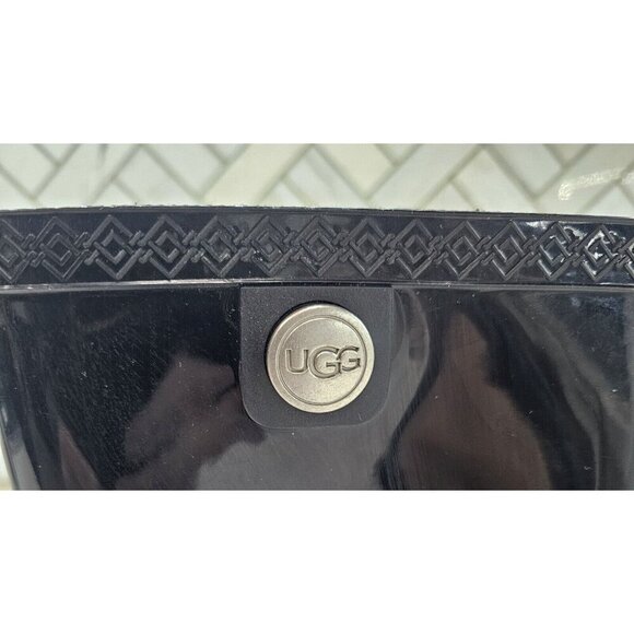 Ugg Women's Glossy Black Rain Boot Size 8 With Box Waterproof Midcalf - Picture 3 of 13